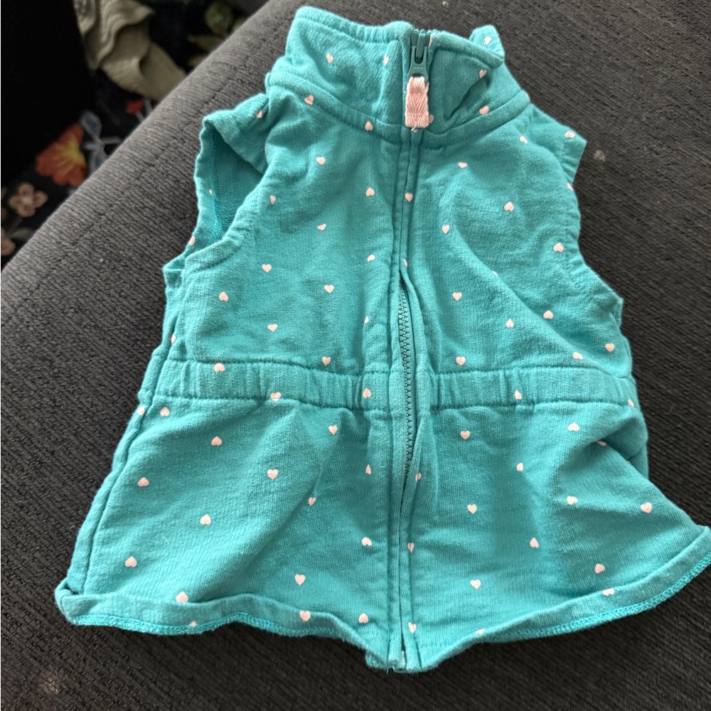 Carter's Teal Vest with Pink Heart Accents